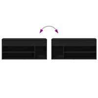 Schoenenbank 102x30,5x45 cm bewerkt hout zwart - thumbnail