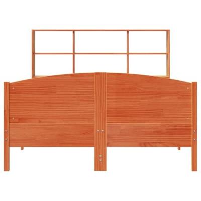Bed met boekenkast zonder matras grenenhout wasbruin 120x190 cm