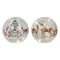 Bal glas kerst rendier 15cm 10LED - thumbnail