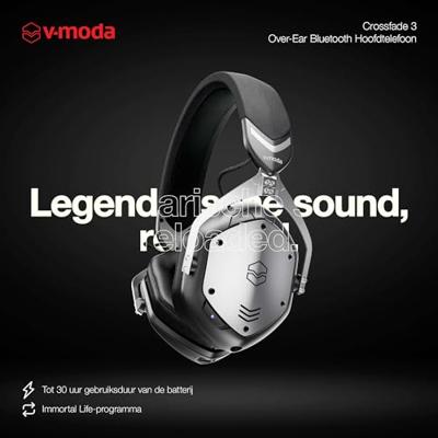V-MODA Crossfade 3 Wireless Headset Bedraad en draadloos Hoofdband Podium/studio USB Type-C Bluetooth Zwart, Zilver