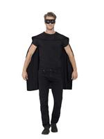 Superhero cape met masker zwart - thumbnail