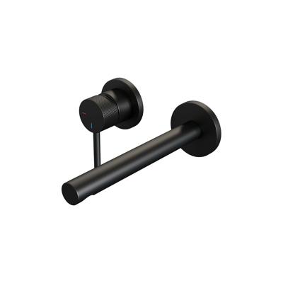 Black Carving inbouw wastafelmengkraan met rechte uitloop en rozetten model A2 mat zwart