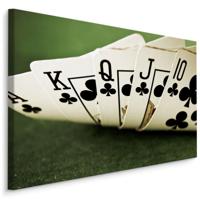 Schilderij - Speelkaarten, Royal Flush, Klaveren, Premium Print - thumbnail