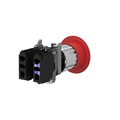 Schneider Electric XB4BS8444 Paddestoelschakelaar Metalen frontring, Met NOT-AUS schakelaar, Rond, Terugstelbaar 120 V/AC 6 A 2x NC IP66, IP67, IP69, IP69K 1