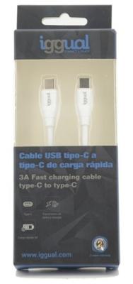 iggual - USB C naar USB C snellaadkabel, 3 A, 100 cm, USB type C laadkabel, compatibel met alle apparaten met USB-C-aansluiting, wit
