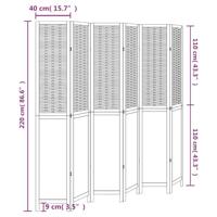 Kamerscherm met 6 panelen massief paulowniahout donkerbruin - thumbnail