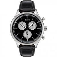 Hugo Boss horlogeband HB1513543 / HB-317-1-14-3036 / HB659302830 Leder Zwart 20mm + zwart stiksel - thumbnail