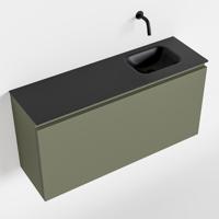 MONDIAZ OLAN 100cm toiletmeubel army. LEX wastafel urban rechts geen kraangat - thumbnail