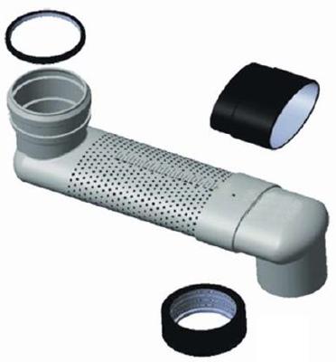 Riko Sprongbocht verstelbaar 15-35cm, inbouwhoogte 80 mm, 90-110mm aansluitingen