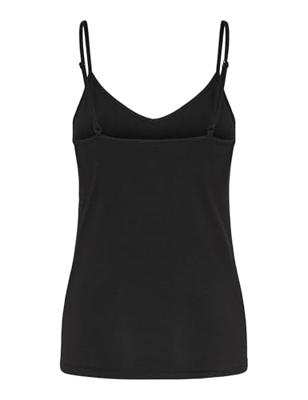 Dames hemd - spaghetti bandjes - Irene - Katoenen onderhemd met smalle bandjes - Wit - Zwart