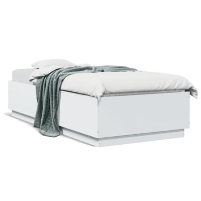 Bedframe met LED-verlichting bewerkt hout wit 90x200 cm