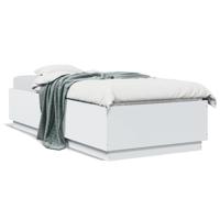 Bedframe met LED-verlichting bewerkt hout wit 90x200 cm - thumbnail