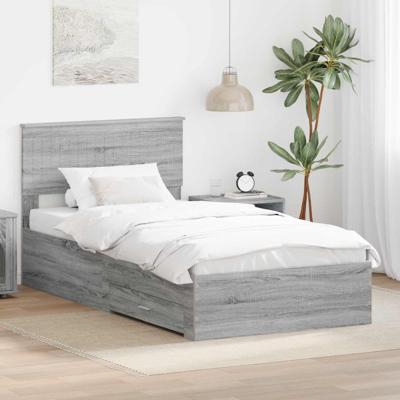 Bedframe met hoofdeinde Grijs Sonoma 100 x 200 cm Bewerkt hout