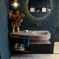 MONDIAZ RIVA 120cm badmeubel onderkast / planchet kleur Urban met 1 lade. Wastafel DULCET rechts 0 kraangaten kleur Smoke. - thumbnail