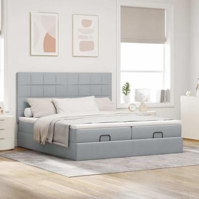 Ottoman bed met matrassen 180x200cm stof lichtgrijs