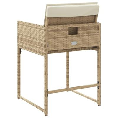 Tuinstoelen 4 st met kussens poly rattan beige - thumbnail