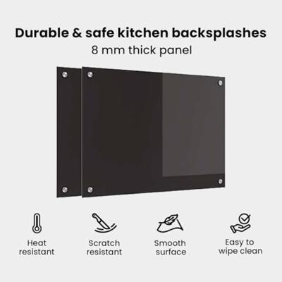 VidaXL Keuken achterwand 2 pcs zwart 70 x 50 cm gehard glas