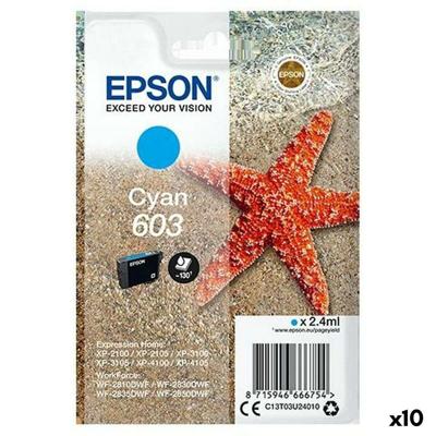 Originele inktcartridge Epson XP-2100, 3100, 4100 / WF-2830DWF, 2850DW - Nº 603 Cyaan (10 Stuks)