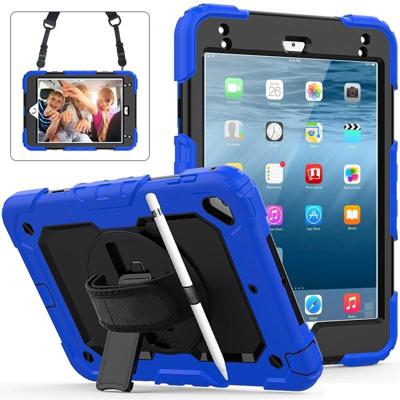 Schokbestendige kleurrijke silicagel + PC beschermende case voor iPad mini 2019/Mini 4 met houder & schouderband & hand riem & pen sleuf (blauw) Schokbestendige kleurrijke silicagel + PC beschermende case voor iPad mini 2019/Mini 4 met houder & schouderband & hand riem & pen sleuf (blauw)