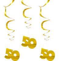 50 Jaar Hangdecoratie Goud Set - 3 Stuks - thumbnail