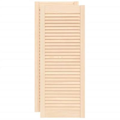 VidaXL Kastdeuren met lamellen 2 st 99,3x39,4 cm massief grenenhout