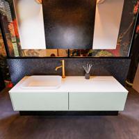 Badkamermeubelset Mondiaz Erin 150 cm met 2 Lades met RIDGE Wastafel Links Talc met 1 kraangat Greeploos Mat Greey - thumbnail