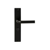 Hardbrass Deurkruk Oslo op rechthoekig langschild WC63/8mm - zwart - thumbnail