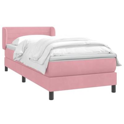 Boxspring met matras fluweel roze 90x210 cm