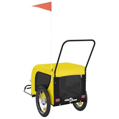 VidaXL Hondenfietstrailer oxford stof en ijzer geel en zwart - thumbnail