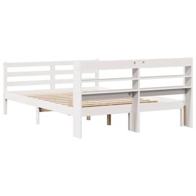 Bedframe met hoofdbord massief grenenhout wit 150x200 cm