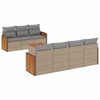 8-delige Loungeset met kussens poly rattan beige - thumbnail