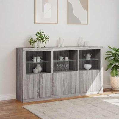 Dressoir met LED-verlichting 181,5x37x100 cm grijs sonoma eiken