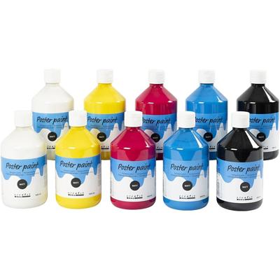 Creativ Company Tempera verf mat, primair kleuren, 10x500 ml/ 1 doos