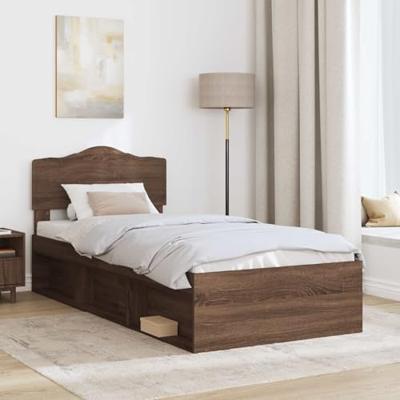 Bedframe Bruin Eiken 90 x 190 cm Massief grenenhout