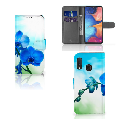 Samsung Galaxy A20e Hoesje Orchidee Blauw - Cadeau voor je Moeder Samsung Galaxy A20e Hoesje Orchidee Blauw - Cadeau voor je Moeder