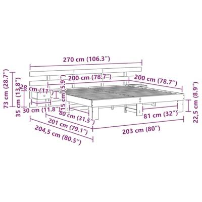 Bedframe met lade Bruin 200 x 200 cm Massief grenenhout