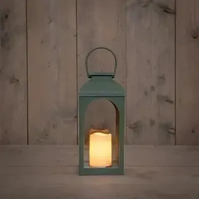 Anna's Collection Lantaarn solar met kaars 11 x 11 x 27 cm Olijf