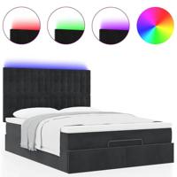 Ottoman bed met matrassen en LED's 140x190cm fluweel zwart - thumbnail