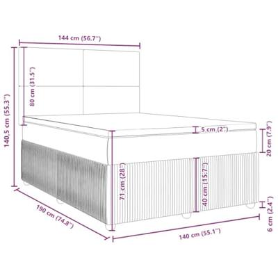 Boxspring met matras fluweel donkergrijs 140x190 cm