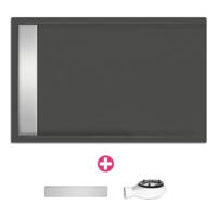 Douchevloer Xenz Easy Tray | 100x90 cm | Incl.Gootcover en Afvoersifon | Acryl | Rechthoek | Antraciet mat - thumbnail