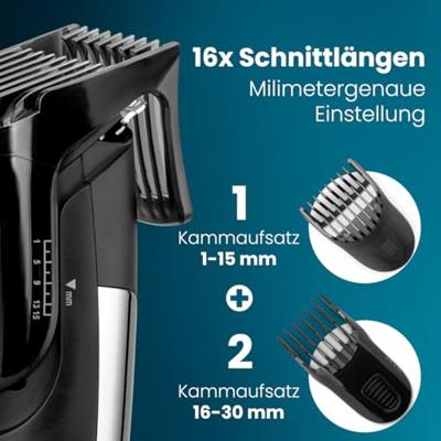 Clatronic HSM/R 3827 chrom-schwarz USB-C Baardtrimmer Zwart/zilver