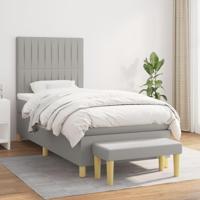 Boxspring met matras stof lichtgrijs 100x200 cm - thumbnail