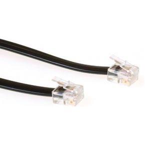 ACT TD5702 Platte Telefoonkabel | RJ12 connectoren | Zwart | 2 meter
