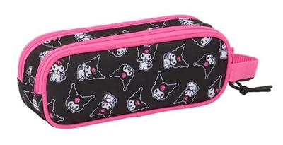 Pennenetui met 2 vakken Kuromi Zwart Fuchsia 21 x 8 x 6 cm