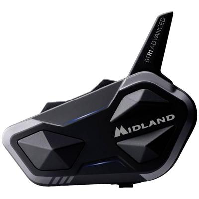 Midland BTR1 Advanced Single C1529 Motorintercomsysteem, bluetooth, enkele headset, waterdicht IPX6, ruisonderdrukking, tot 4 personen, accu 23 uur, bereik tot 1,2 km