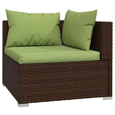 Bank 2-zits met kussens poly rattan bruin