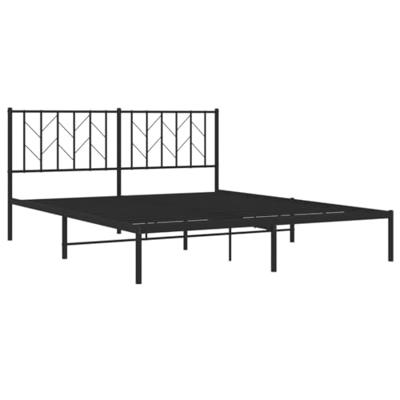 Bedframe met hoofdbord metaal zwart 160x200 cm