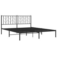 Bedframe met hoofdbord metaal zwart 160x200 cm - thumbnail