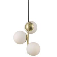 Nordlux HanglampLilly 3-lichts goud met witte bol - 48603035 - thumbnail