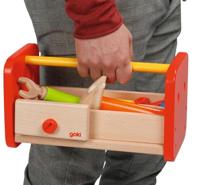 Goki houten werkbankje en gereedschapskist 2in1 - thumbnail